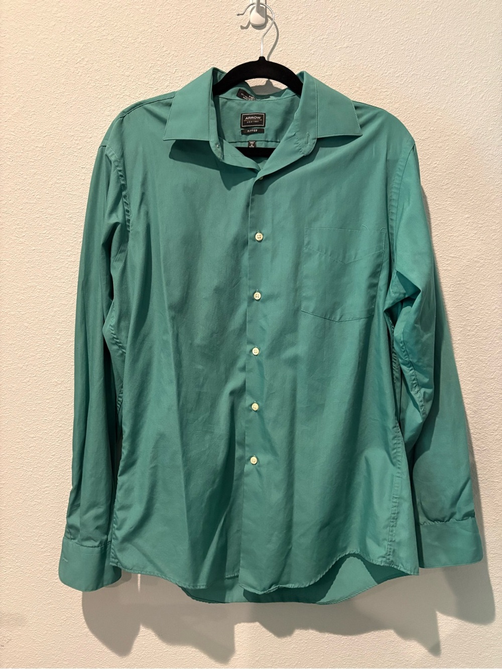 Arrow Men's Teal-Green Long Sleeve Dress Shirt